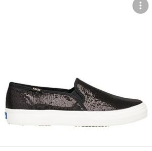 Keds Double Decker Black Sequin Slip-On